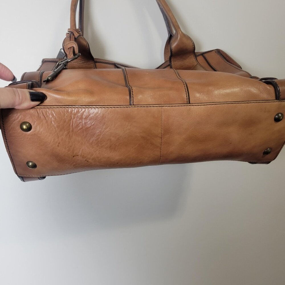 Vintage Fossil Reissue Large Satchel Handbag Came… - image 7